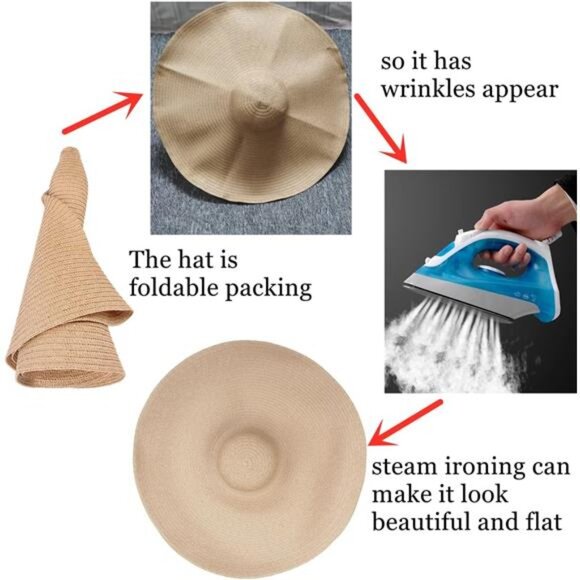 Oversized Beach Straw Hats for Women Floppy, Extra Large Sun Visor Hat Wide Brim - Picture 6 of 7